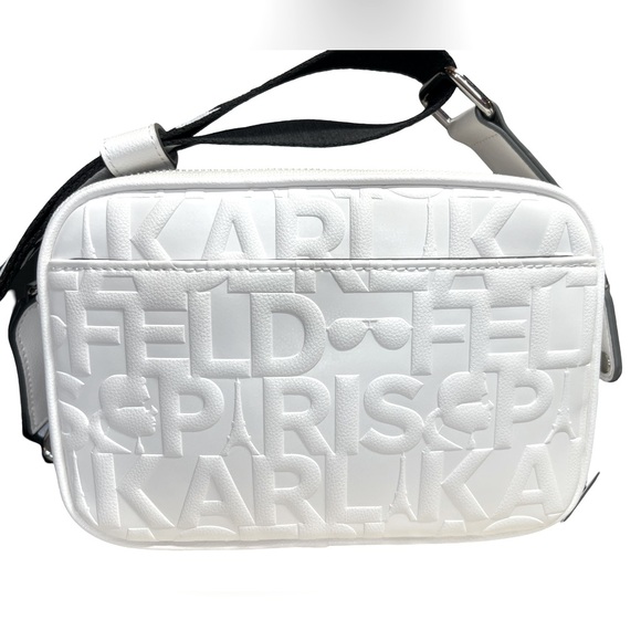 Karl Lagerfeld Paris NWT White Faux Leather Quilted Design Logo Crossbody (P045) - Picture 6 of 16